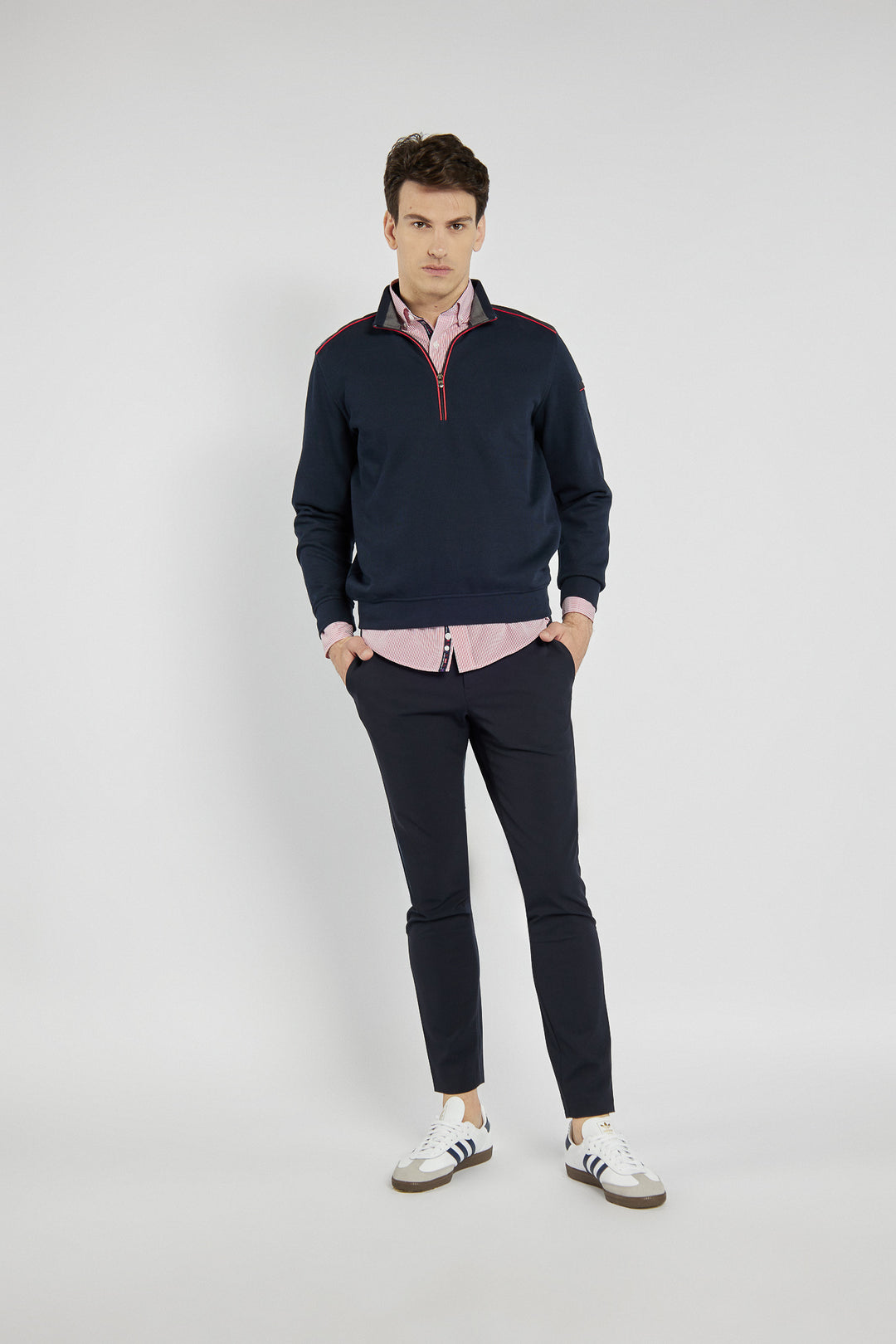 Campione navy blue men's sweatshirt with short zipper