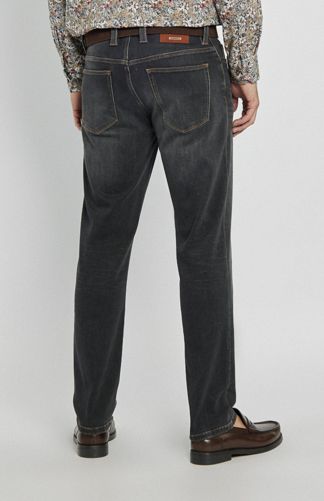 Alberto Men's Grey Straight Leg Jeans