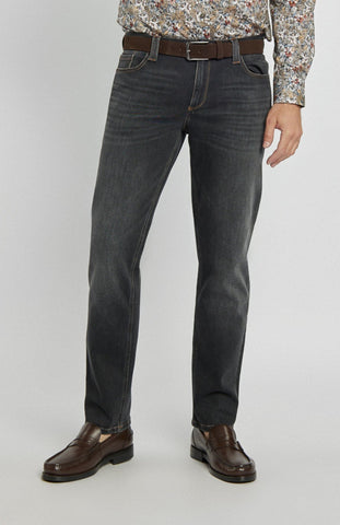 Alberto Men's Grey Straight Leg Jeans