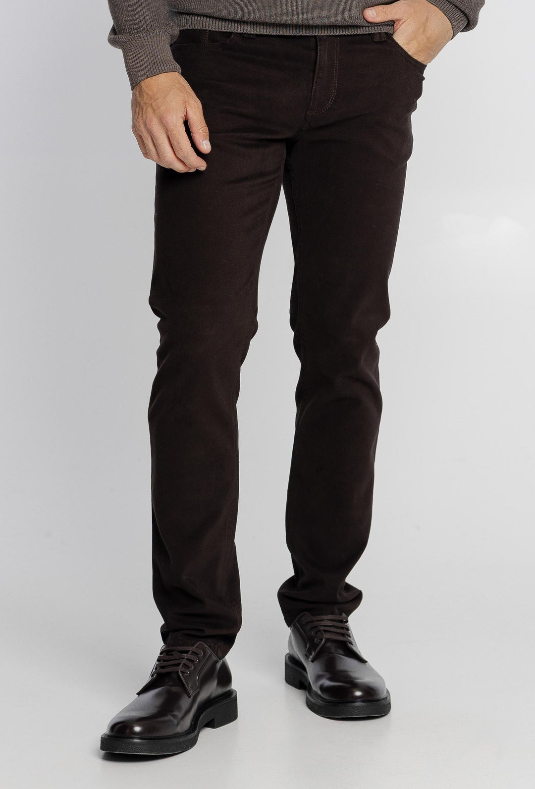 Alberto Men's Brown Regular Fit Jeans
