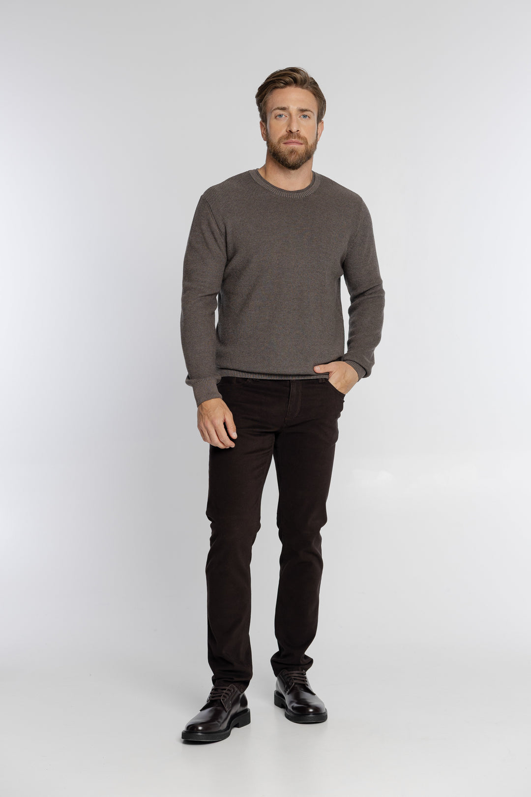 Alberto Men's Brown Regular Fit Jeans