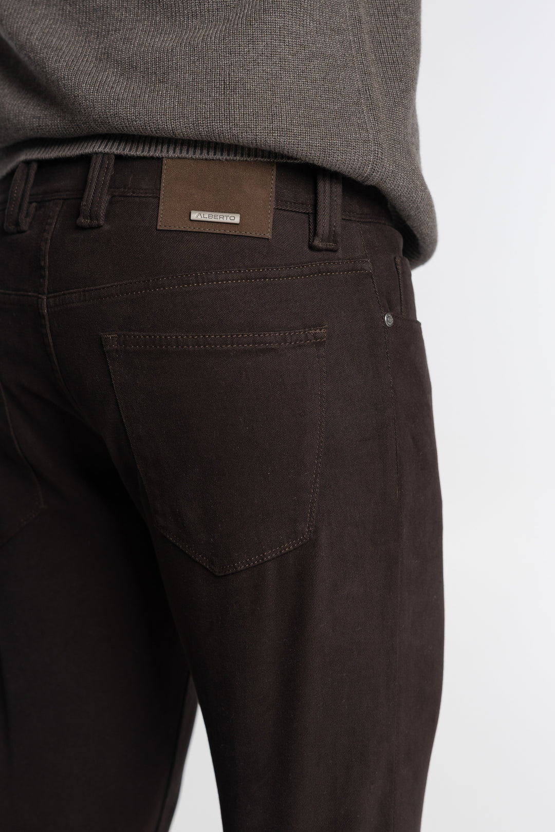 Alberto Men's Brown Regular Fit Jeans