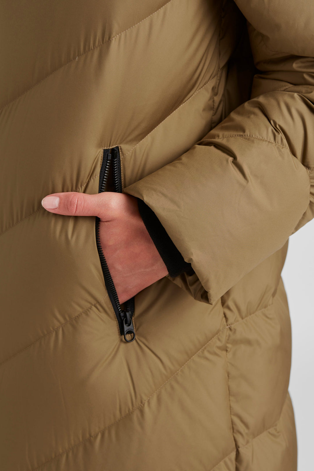 Long Down Jacket with Natural Filling