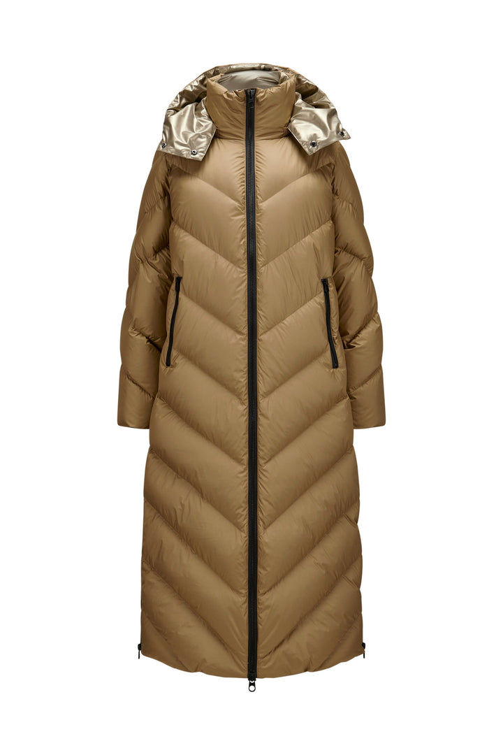 Long Down Jacket with Natural Filling