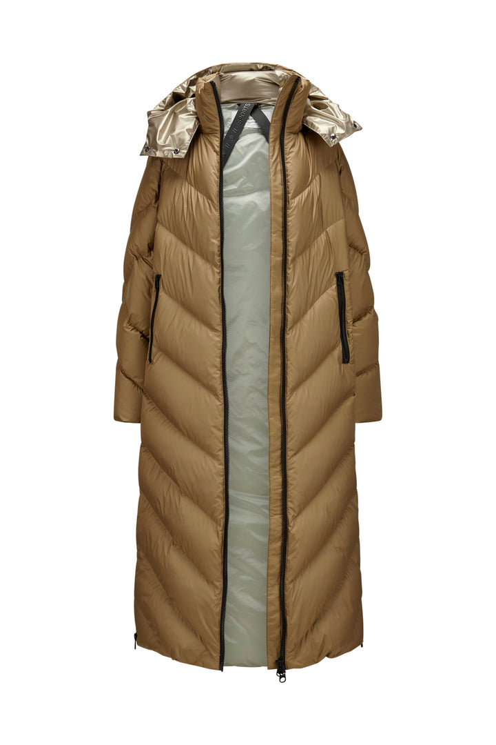 Long Down Jacket with Natural Filling