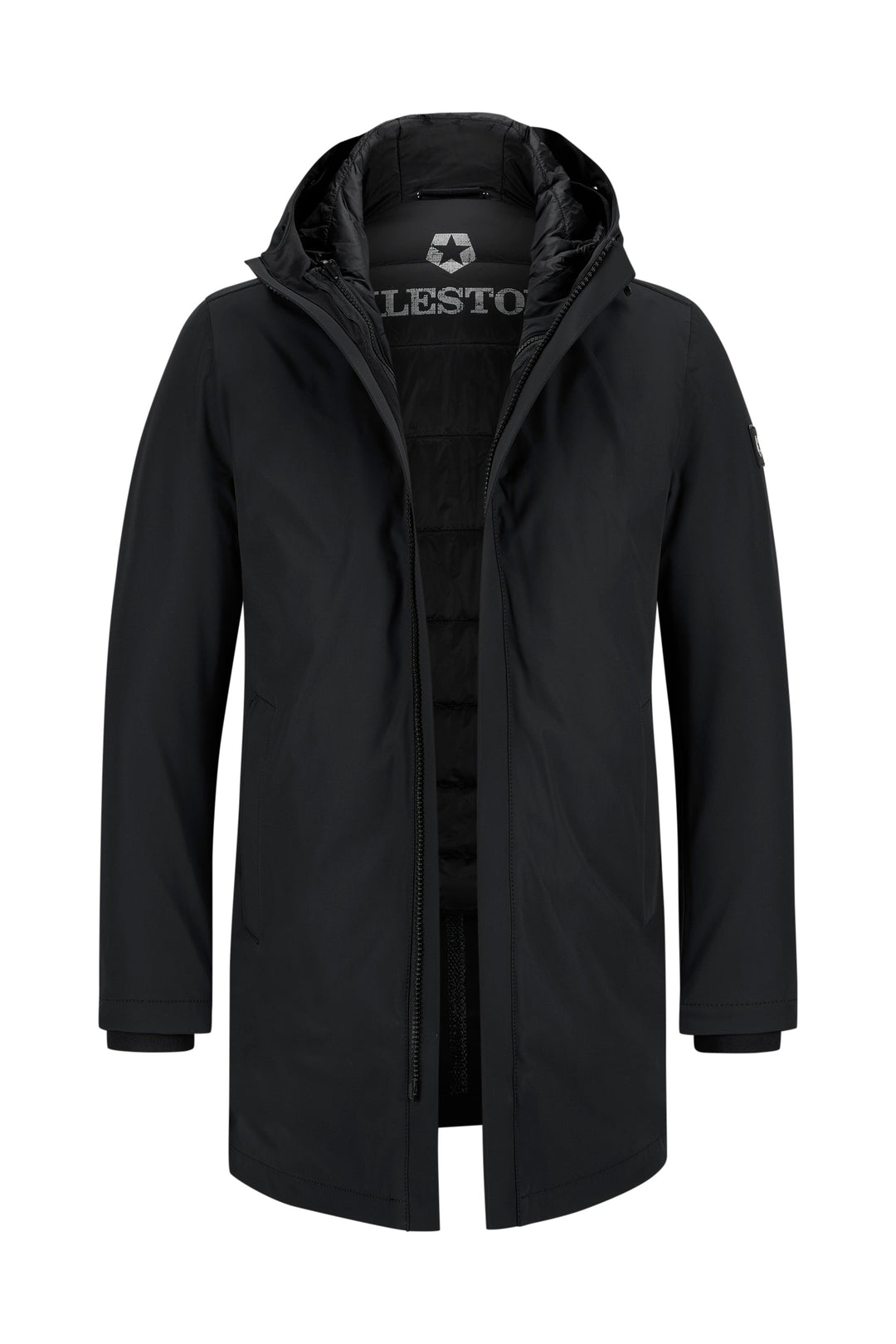 Funktionelle lange Parkajacke mit Stehkragen