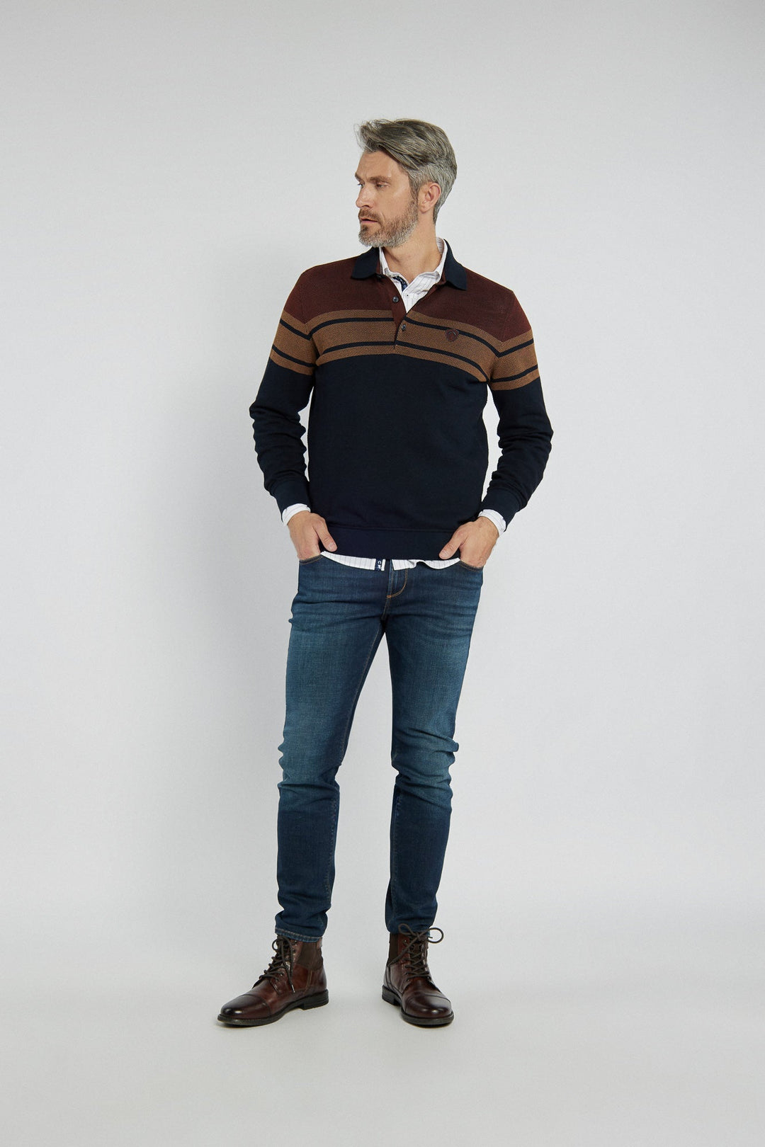 Men's Navy Jeans with Tapered Legs