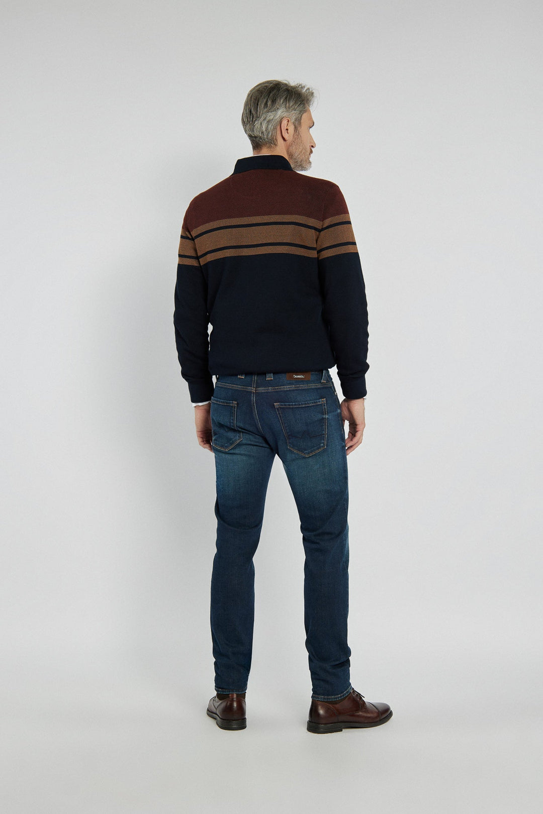 Men's Navy Jeans with Tapered Legs