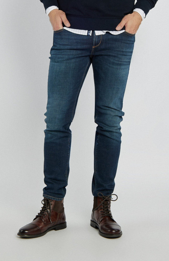 Men's Navy Jeans with Tapered Legs
