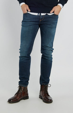 Men's Navy Jeans with Tapered Legs