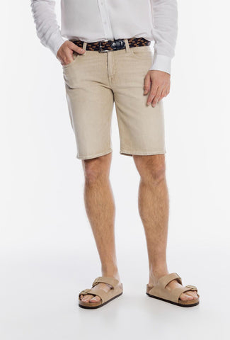 Alberto Classic Beige Shorts with Denim Texture