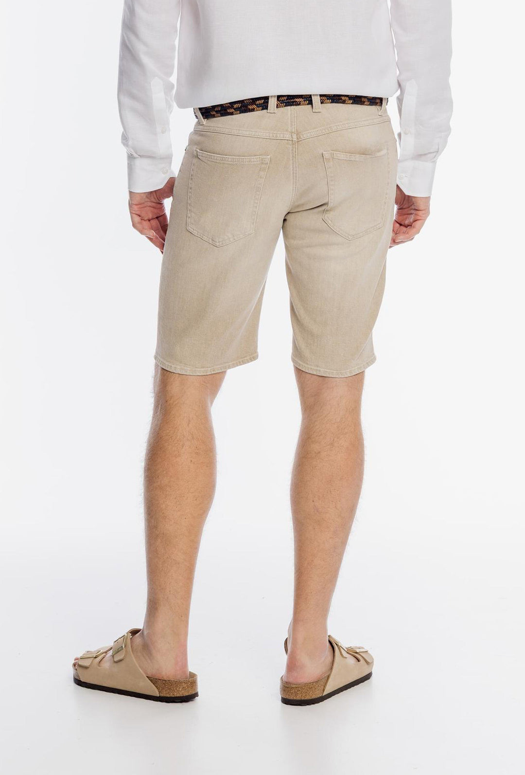 Alberto klassische Shorts in Beige mit Denim-Struktur