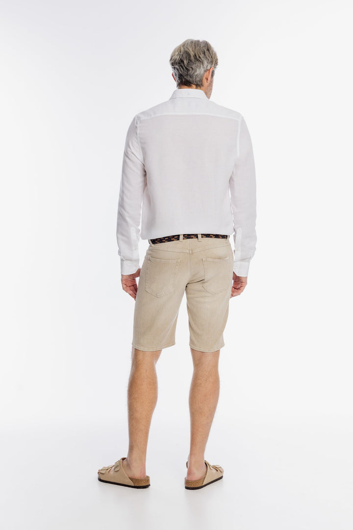 Alberto klassische Shorts in Beige mit Denim-Struktur