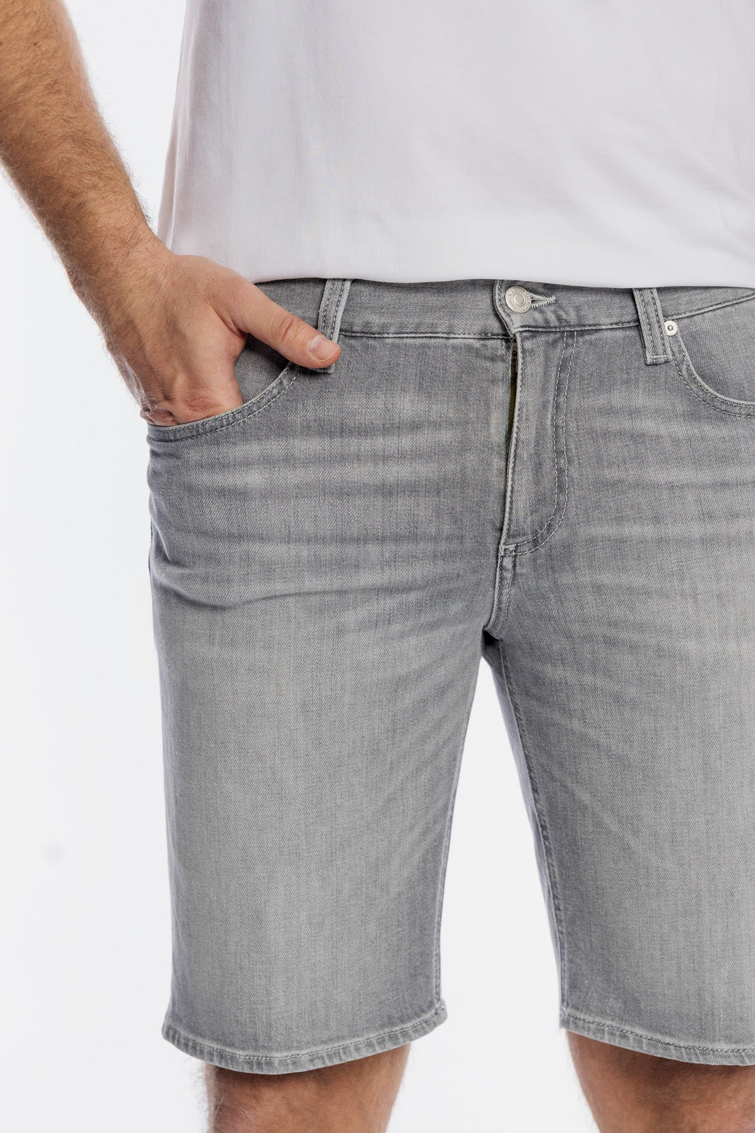Alberto Grey Denim Shorts with a Light Wash