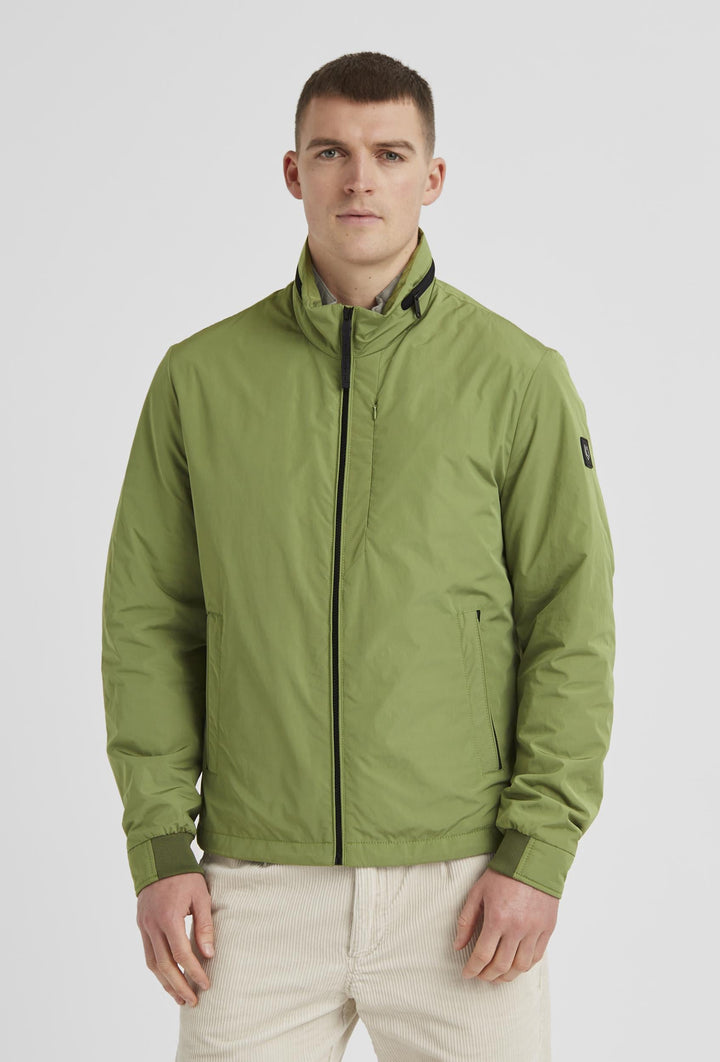 Grüne Jacke mit Reißverschluss, Rippbündchen und Stehkragen