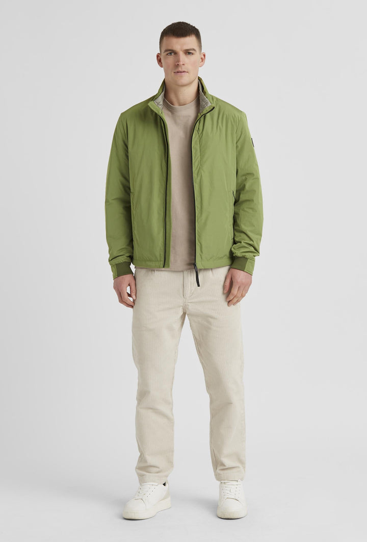 Grüne Jacke mit Reißverschluss, Rippbündchen und Stehkragen