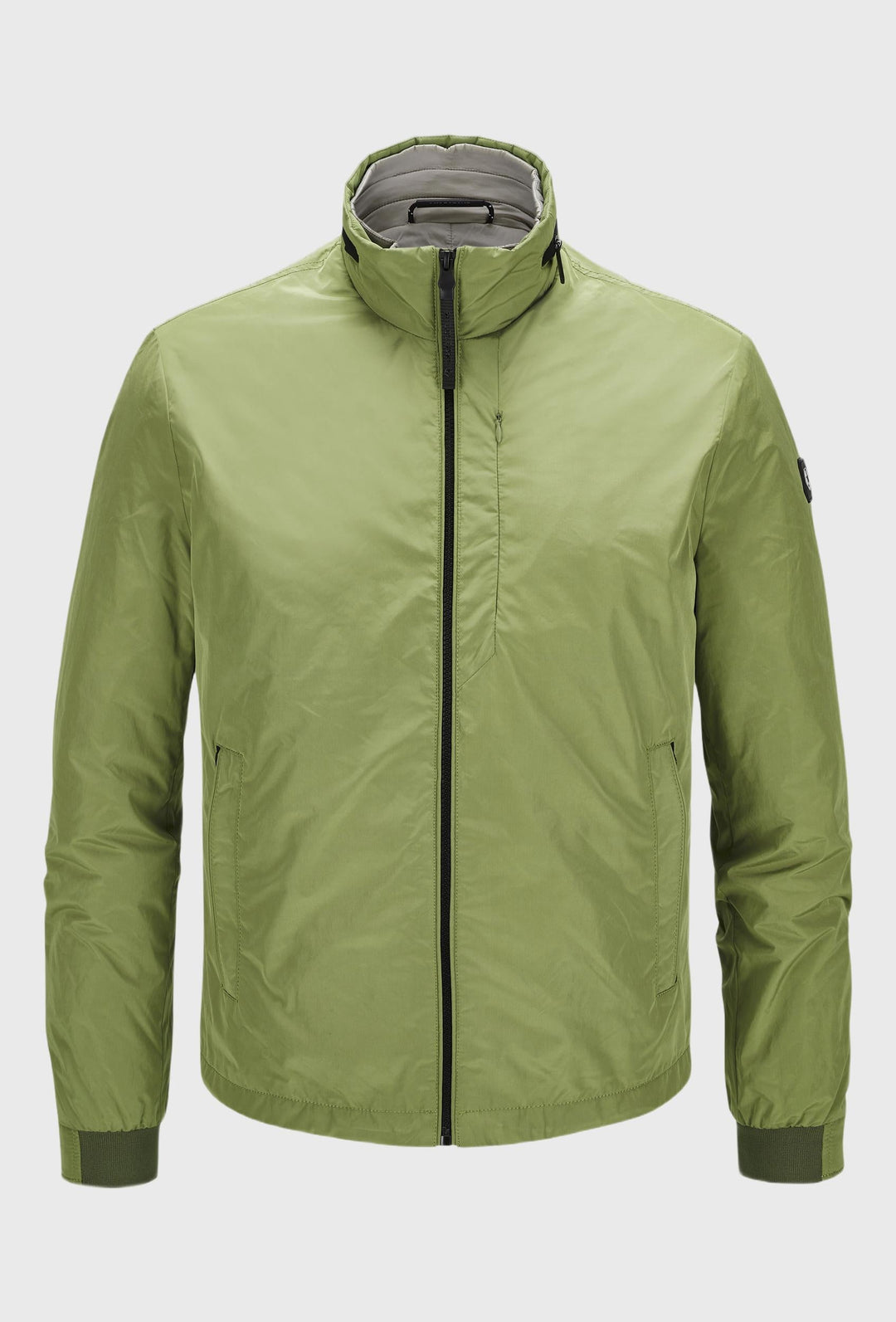 Grüne Jacke mit Reißverschluss, Rippbündchen und Stehkragen