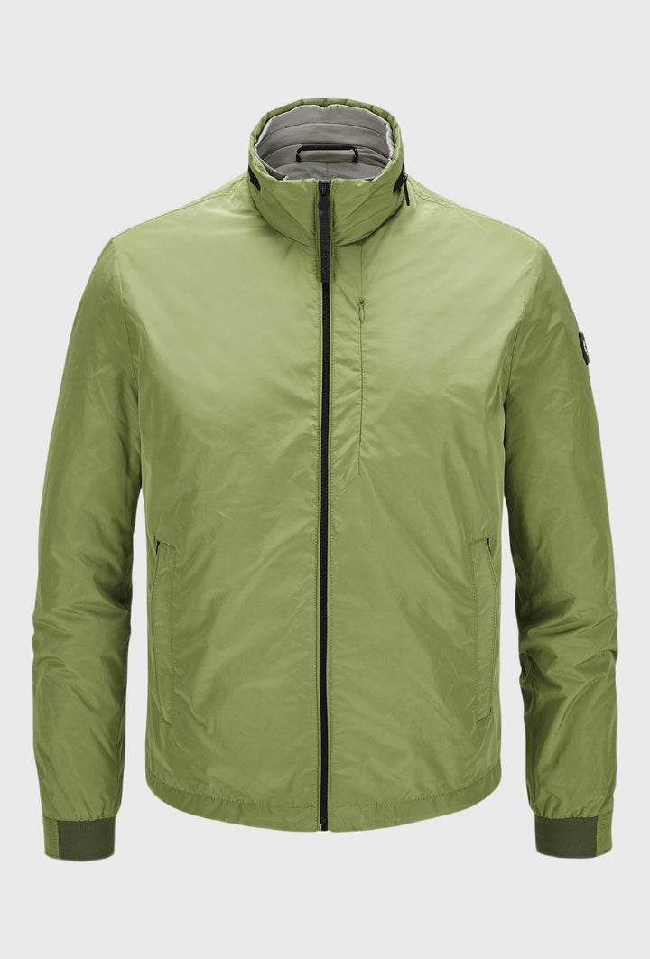 Grüne Jacke mit Reißverschluss, Rippbündchen und Stehkragen