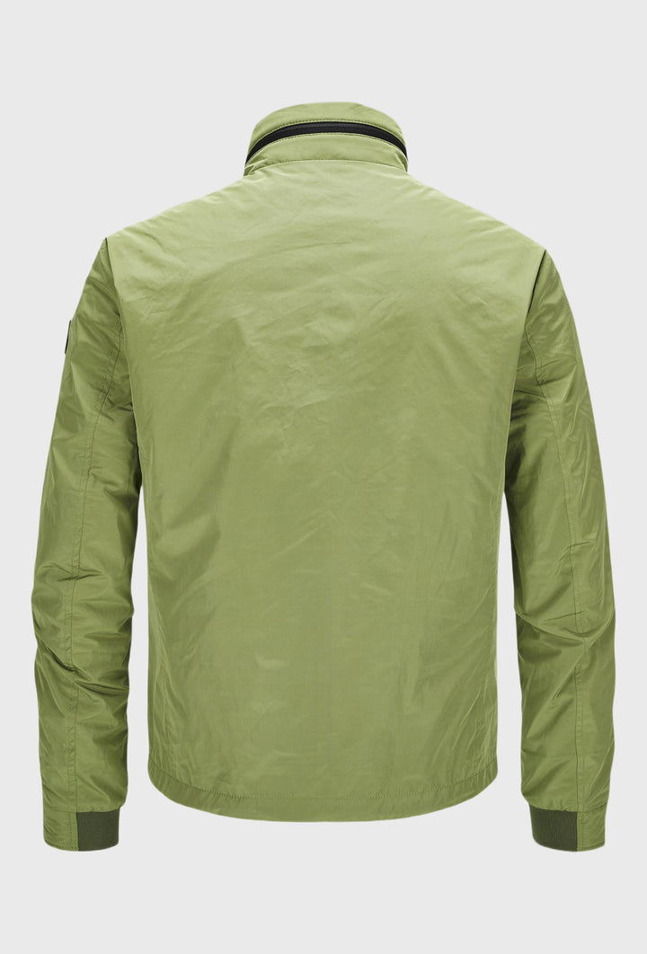 Grüne Jacke mit Reißverschluss, Rippbündchen und Stehkragen