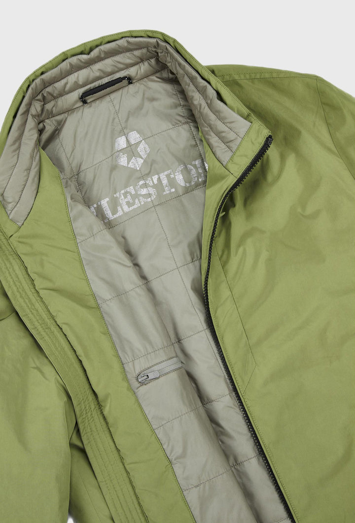 Grüne Jacke mit Reißverschluss, Rippbündchen und Stehkragen