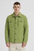 Green Jacket with Button Fastening, Stand Collar and Large Pockets