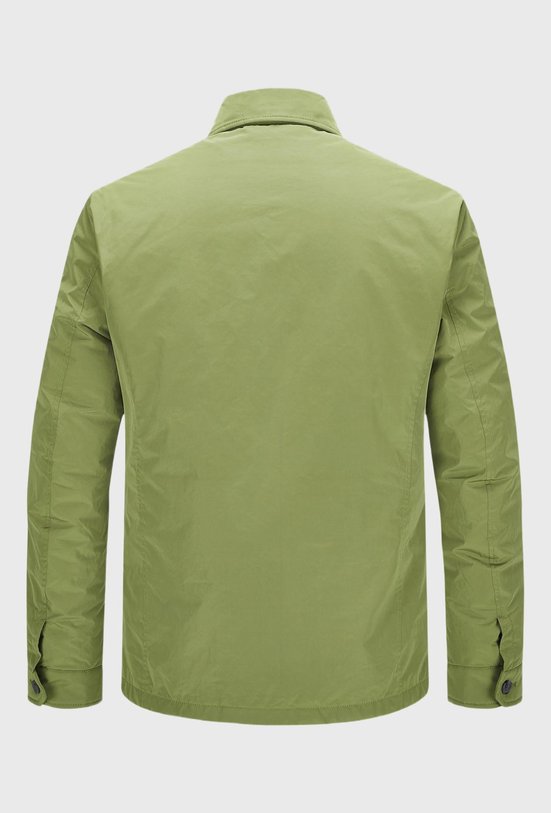 Green Jacket with Button Fastening, Stand Collar and Large Pockets