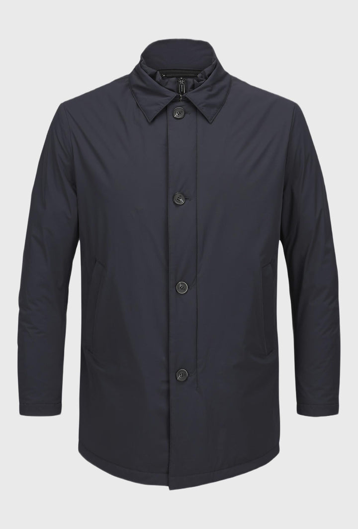 Herrenjacke mit Knöpfen, Reißverschluss, ohne Kapuze
