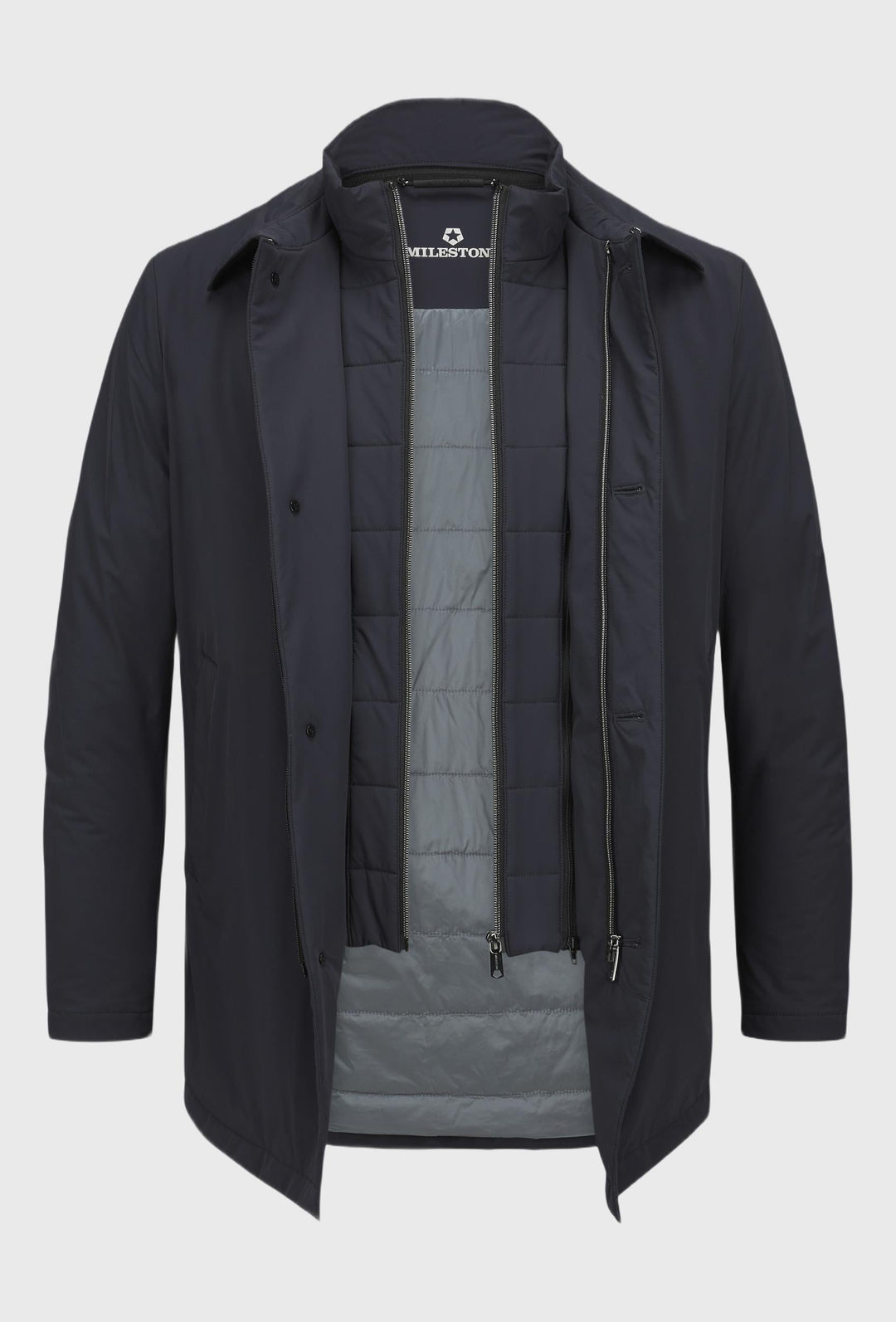 Herrenjacke mit Knöpfen, Reißverschluss, ohne Kapuze