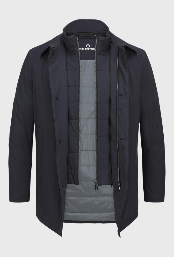 Herrenjacke mit Knöpfen, Reißverschluss, ohne Kapuze