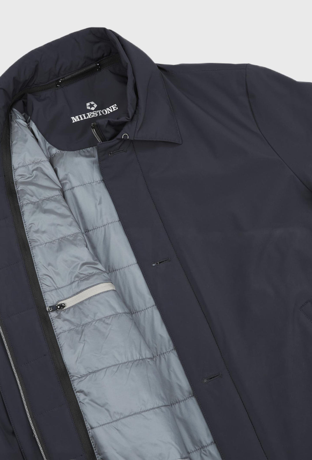 Herrenjacke mit Knöpfen, Reißverschluss, ohne Kapuze