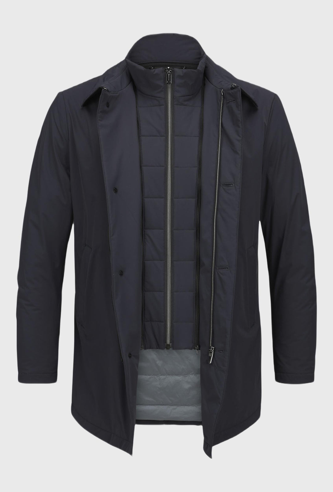 Herrenjacke mit Knöpfen, Reißverschluss, ohne Kapuze