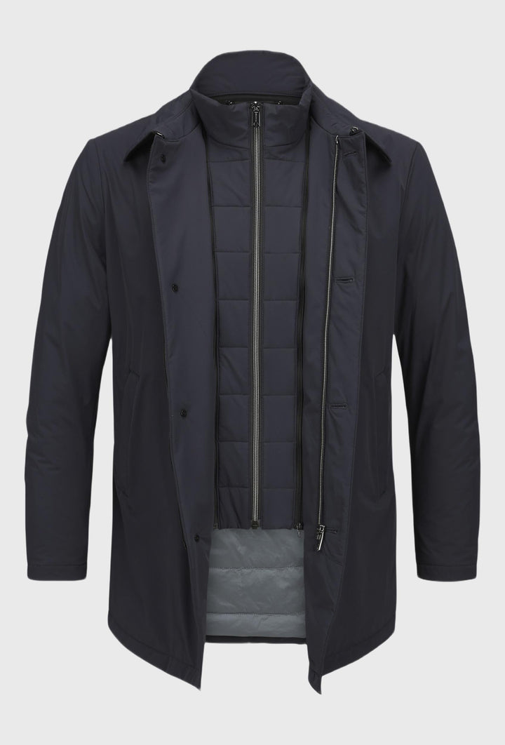 Herrenjacke mit Knöpfen, Reißverschluss, ohne Kapuze