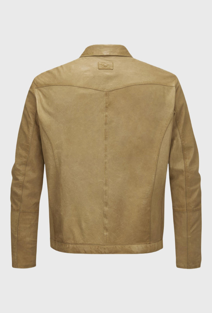 Braune Lederjacke mit Brusttaschen