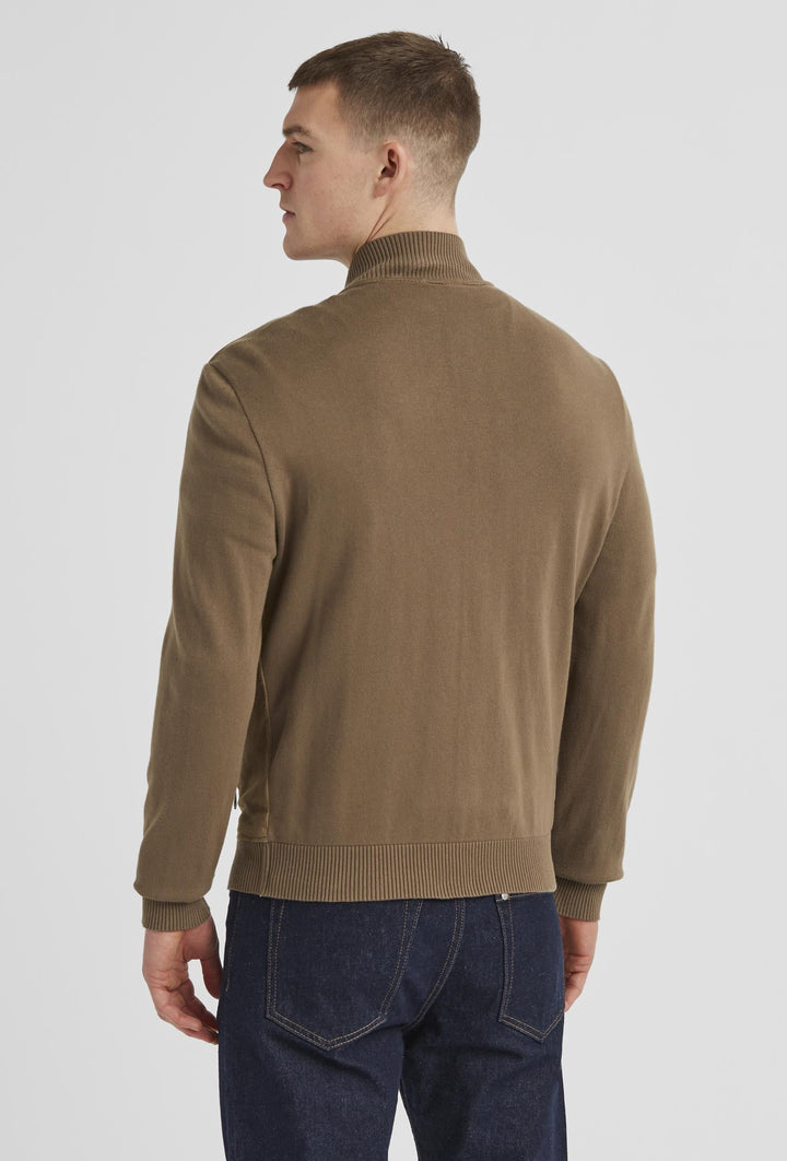Stilvolle, eng anliegende Wildlederjacke mit Express-Taschen, in brauner Farbe