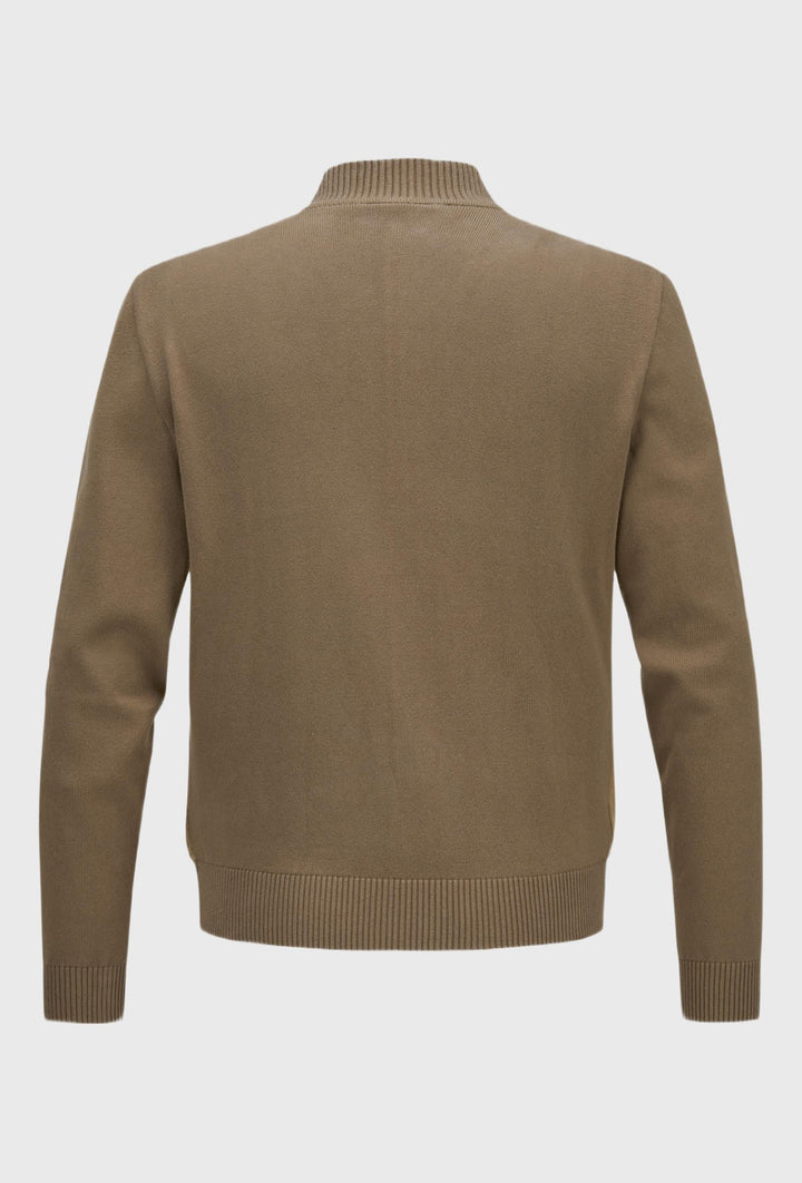 Stilvolle, eng anliegende Wildlederjacke mit Express-Taschen, in brauner Farbe