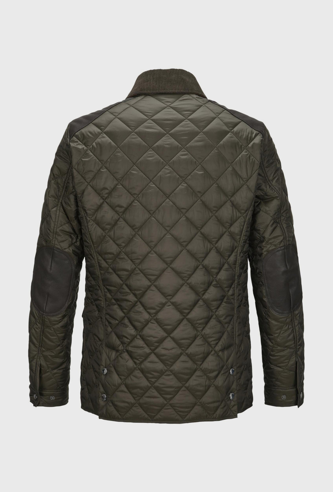 Green Quilted Jacket with Brown Collar