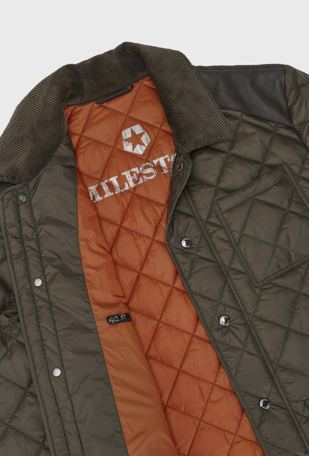 Green Quilted Jacket with Brown Collar