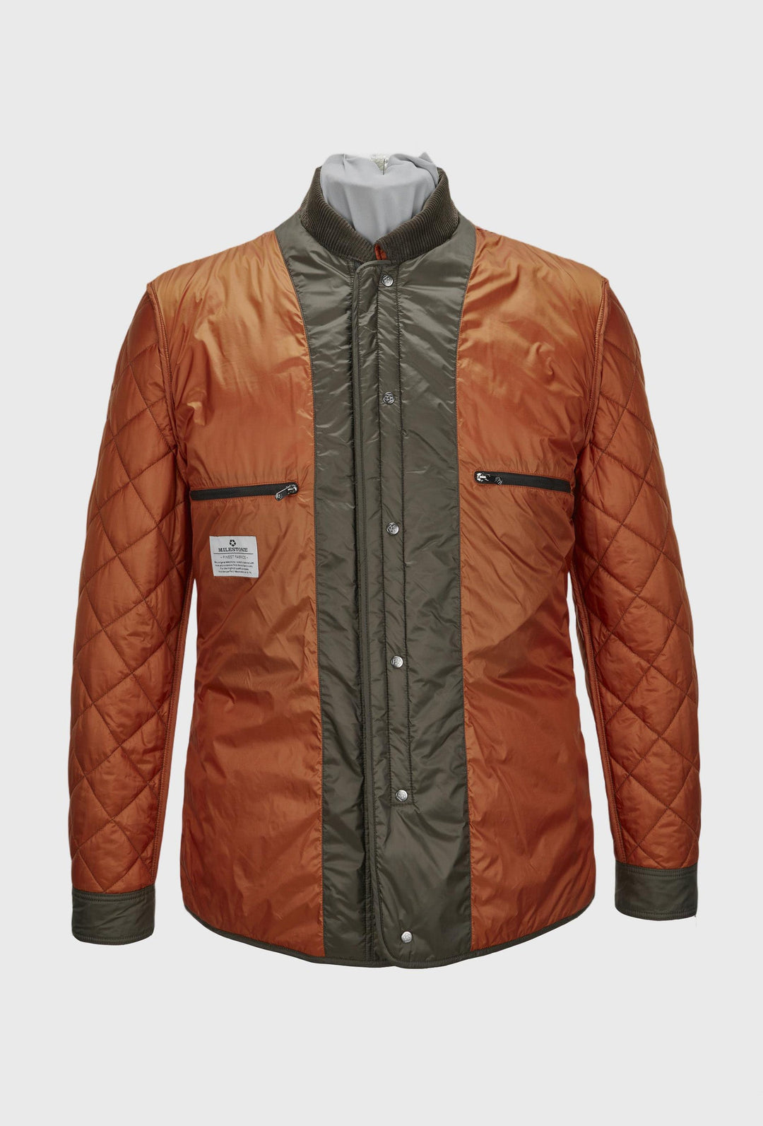 Green Quilted Jacket with Brown Collar