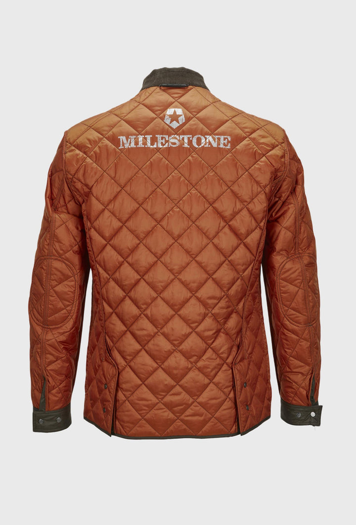 Green Quilted Jacket with Brown Collar