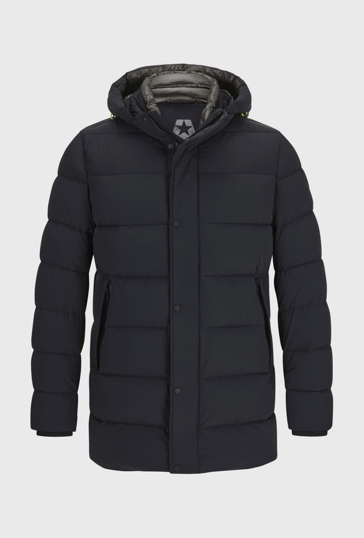 Men's Long Quilted Hooded Jacket