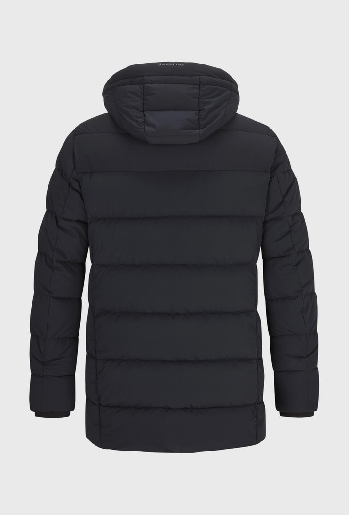 Men's Long Quilted Hooded Jacket