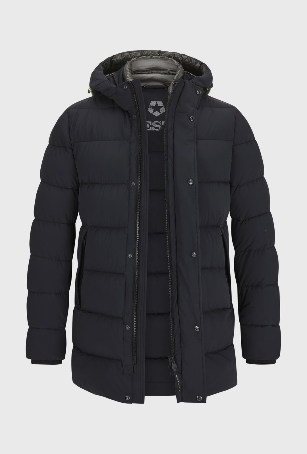 Men's Long Quilted Hooded Jacket
