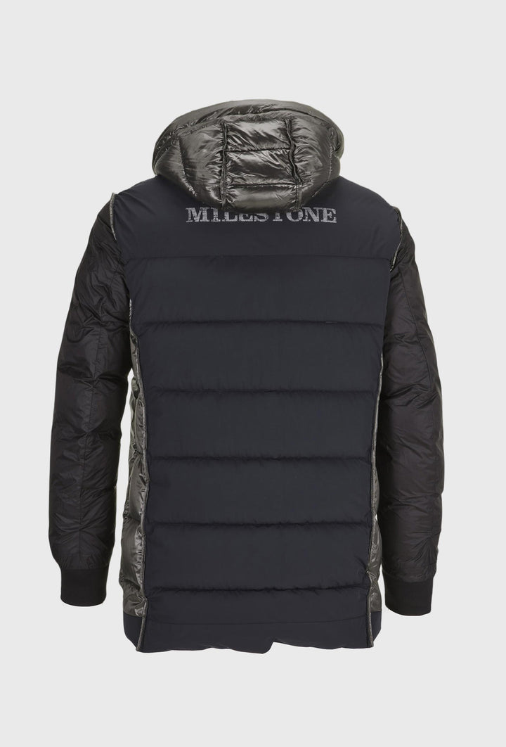 Men's Long Quilted Hooded Jacket