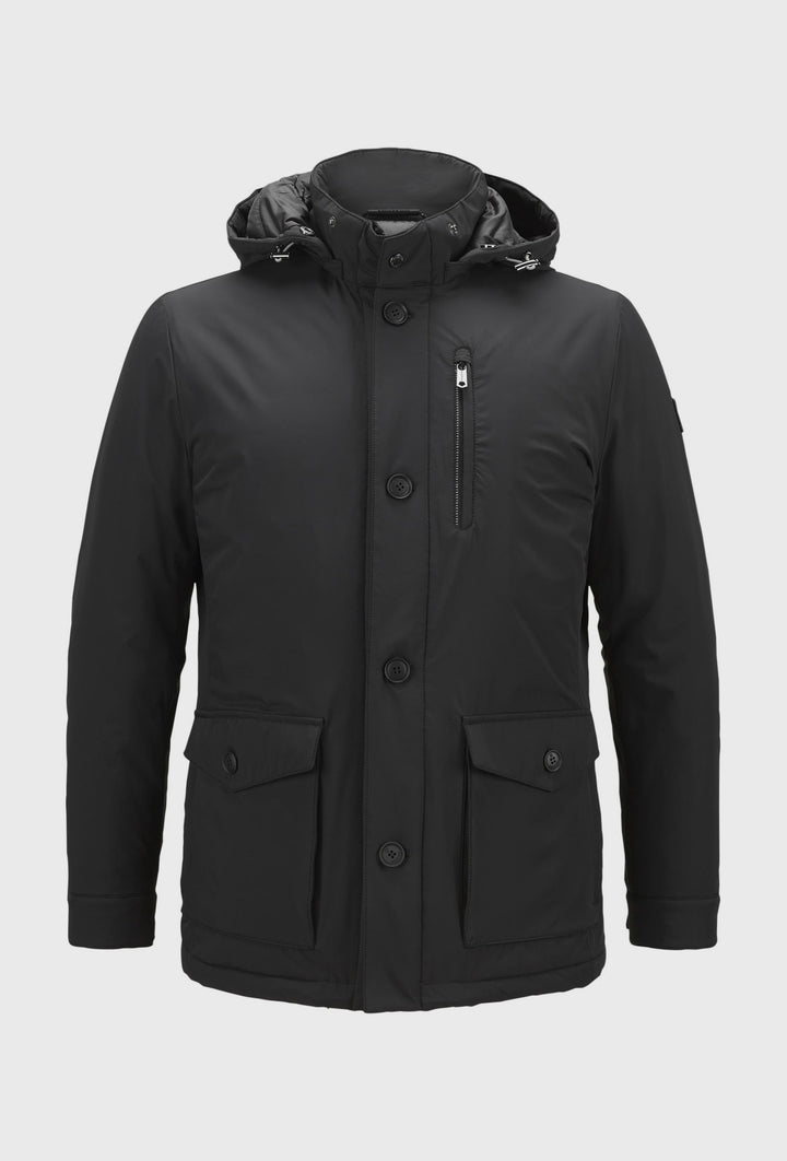 Black Long Jacket with Inner Quilted Gilet