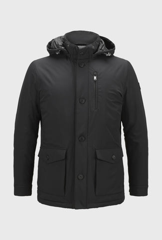 Black Long Jacket with Inner Quilted Gilet