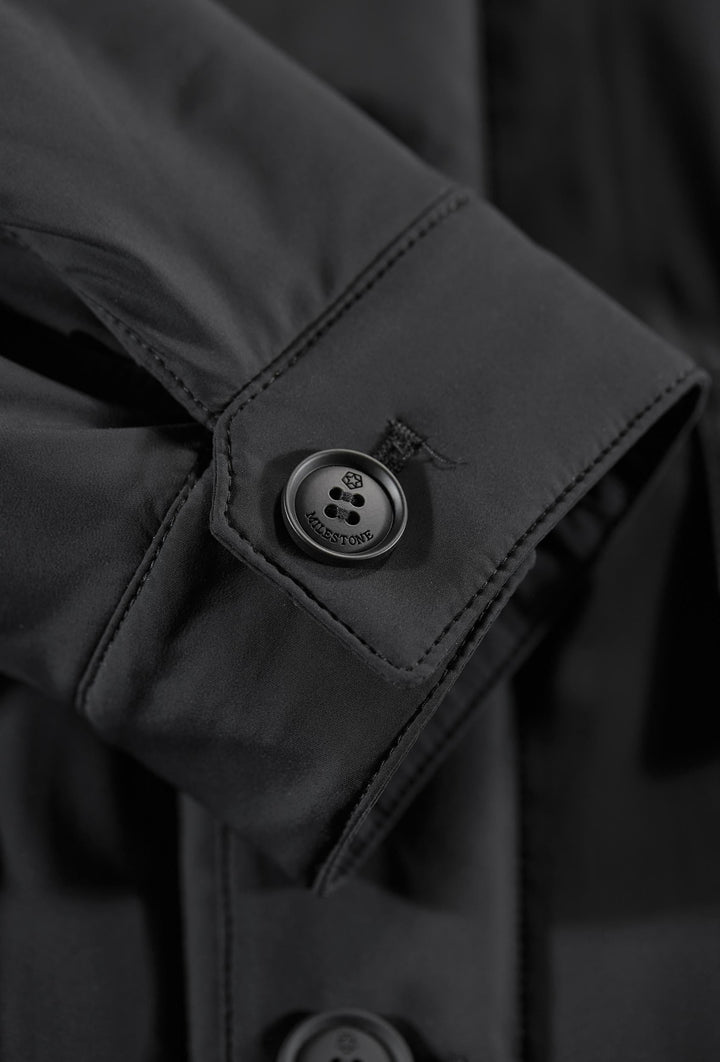 Black Long Jacket with Inner Quilted Gilet