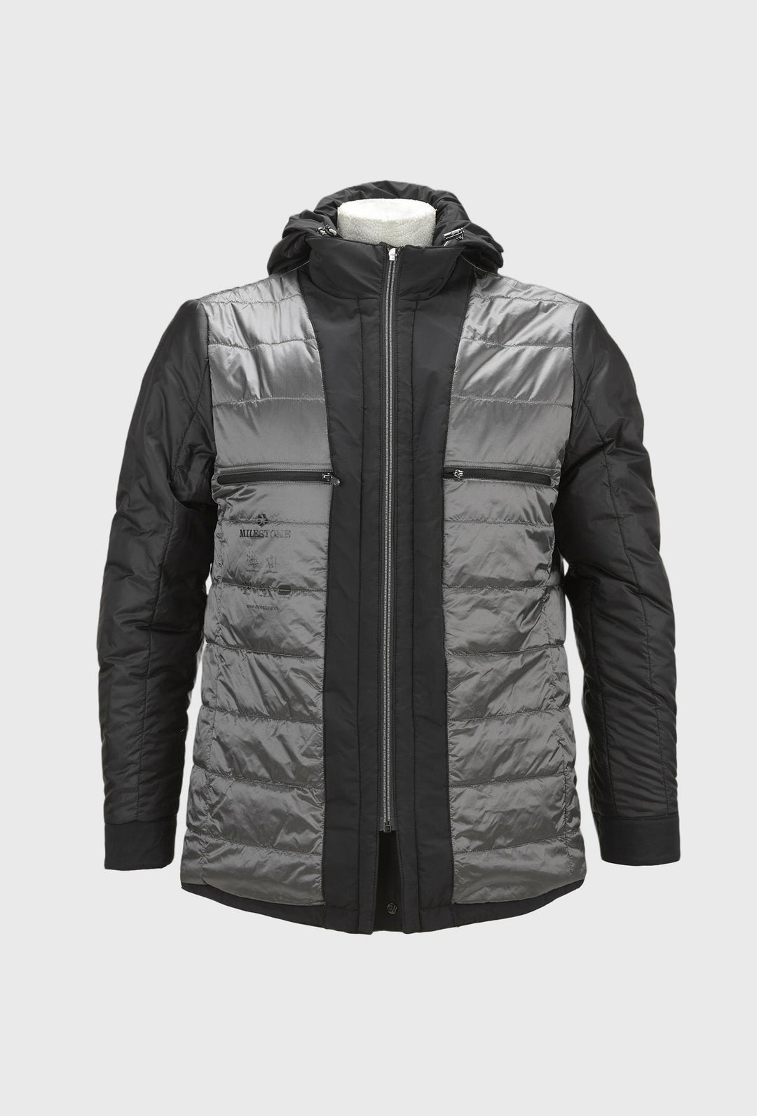 Black Long Jacket with Inner Quilted Gilet