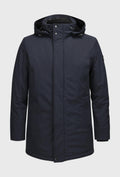Navy Long Coat with Quilted Padding