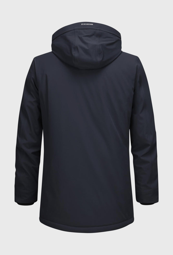 Navy Long Coat with Quilted Padding