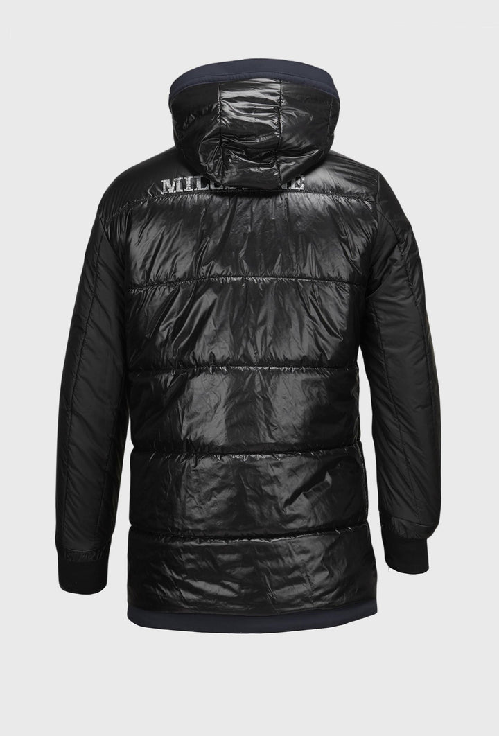 Navy Long Coat with Quilted Padding